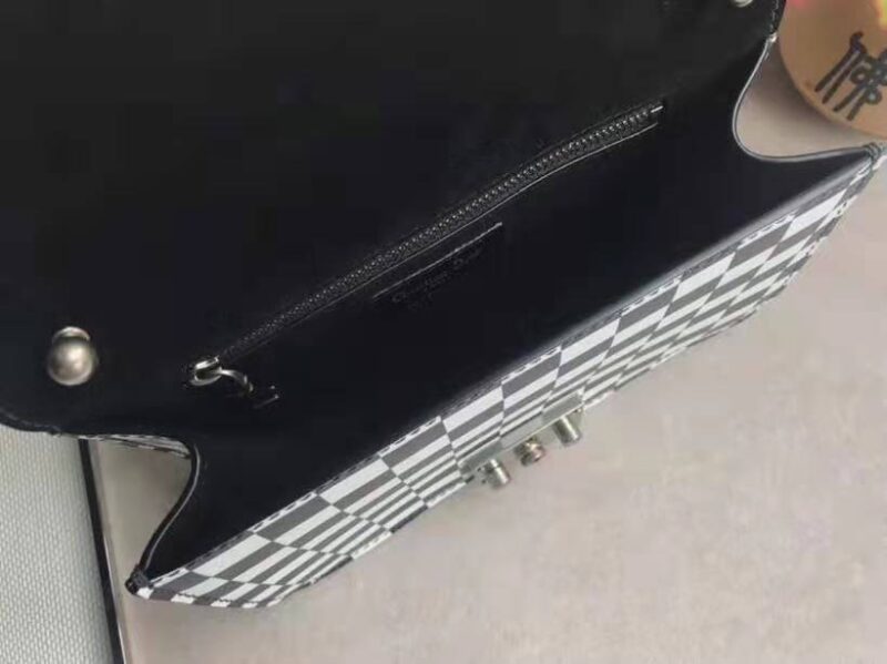 M5816 Dior女包 Dioraddict复古锁扣 黑白棋格 小号 迪奥翻盖链条包 黑白格 - Image 5
