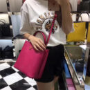 1BA212 Prada New Double 手袋 Prada手提包 普拉达水桶包 普拉达牛皮包 玫红黑