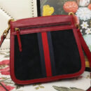 523658 Gucci Ophidia系列 拼皮绒面 织带 古驰女袋 双面肩包 黑红