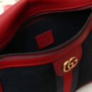 523658 Gucci Ophidia系列 拼皮绒面 织带 古驰女袋 双面肩包 黑红