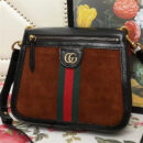 523658 Gucci Ophidia系列 拼皮绒面 织带 古驰女袋 双面肩包 黑啡