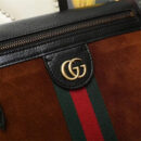 523658 Gucci Ophidia系列 拼皮绒面 织带 古驰女袋 双面肩包 黑啡