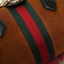 524532 Gucci Ophidia系列 麂皮 条纹织带 GG标识 古驰波士顿手提包 棕色