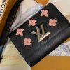 M52134 Twist 中号手袋 Monogram Flowers印花女包 LV链条包 黑色