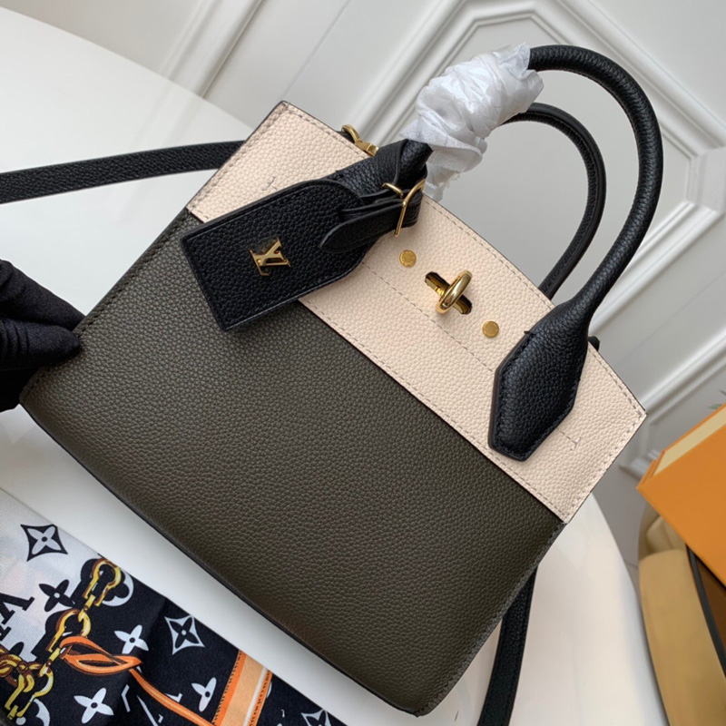 M53072 LV City Steamer 中号手袋 LV女包 LV手提单肩包 深绿色