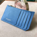 458589 YSL卡夹 SAINT LAURENT 细粒纹理真皮 圣罗兰零钱包 天蓝色