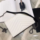393953 YSL 进口鱼子酱皮 圣罗兰 真皮信封链式 YSL皮夹 黑白配