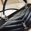 YSL圣罗兰 LouLou 牛皮 YSL女袋 Y形绗缝 真皮 YSL单肩手提包 黑色