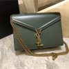 532750 YSL女袋 CASSANDRA 中号 字母标志 拉头光面 圣罗兰信封皮包 深绿色