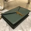 532750 YSL女袋 CASSANDRA 中号 字母标志 拉头光面 圣罗兰信封皮包 深绿色