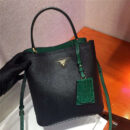 1BA212 Prada New Double 撞色鳄鱼牛皮 普拉达手提包 黑拼绿