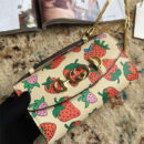 564718 Gucci女袋 Gucci Zumi系列 互扣式G马衔扣 草莓印花 深绿色