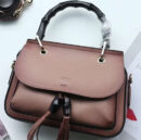 G383929 Gucci女包 胎牛皮 竹节手柄 古驰手提包 Gucci流苏手提包 浅啡色