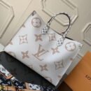 M44571 LV ONTHEGO 手袋 超大号 Monogram 印花迷你 Monogram 饰边 奶白色