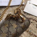 409487 Gucci肩背包 Padlock系列 粒面皮革 双G蜜蜂印花 古驰链条肩背包 啡色