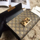 409487 Gucci肩背包 Padlock系列 粒面皮革 双G蜜蜂印花 古驰链条肩背包 啡色