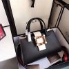 453756 Gucci女包 撞色牛皮 竹节珍珠扣 古驰手提包 宽肩带单肩包 黑色
