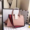 453756 Gucci女包 撞色牛皮 竹节珍珠扣 古驰手提包 宽肩带单肩包 藕粉色