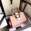 453756 Gucci女包 撞色牛皮 竹节珍珠扣 古驰手提包 宽肩带单肩包 藕粉色