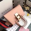 453756 Gucci女包 撞色牛皮 竹节珍珠扣 古驰手提包 宽肩带单肩包 藕粉色
