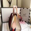 453756 Gucci女包 撞色牛皮 竹节珍珠扣 古驰手提包 宽肩带单肩包 藕粉色