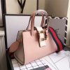 453756 Gucci女包 撞色牛皮 竹节珍珠扣 古驰手提包 宽肩带单肩包 藕粉色