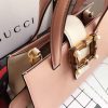 453756 Gucci女包 撞色牛皮 竹节珍珠扣 古驰手提包 宽肩带单肩包 藕粉色