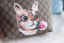 410812 Gucci手袋 卡通猫咪图案 布纹牛皮 古驰mini购物袋 粉色