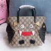 410812 Gucci手袋 立体卡通图案 布纹牛皮 古驰mini购物袋 黑色