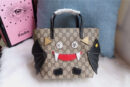 410812 Gucci手袋 立体卡通图案 布纹牛皮 古驰mini购物袋 黑色