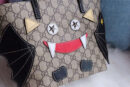 410812 Gucci手袋 立体卡通图案 布纹牛皮 古驰mini购物袋 黑色