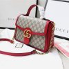 498110 Gucci女包 猪纹皮 双GG扣式 古驰包袋 翻盖手提肩包 红色