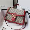 498110 Gucci女包 猪纹皮 双GG扣式 古驰包袋 翻盖手提肩包 红色