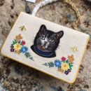 499617 Gucci单肩包 皮革花卉 猫咪刺绣 翻盖 古驰WOC链条包 白色