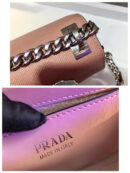 1BD127 Prada女包 Monochrome Logo单肩包 珐琅金属贴花 Prada链条包 藕粉