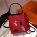 1BA217 Prada女包 Prada Panier 珐琅金属贴花 Saffiano皮革 Prada手袋 红色