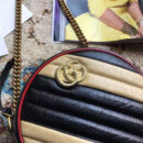 550154 Gucci手袋 GG Marmont 斜纹绗缝皮革 圆形 Gucci迷你肩背包 米配黑