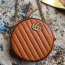 550154 Gucci手袋 GG Marmont 斜纹绗缝皮革 圆形 Gucci迷你肩背包 砖红色