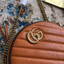 550154 Gucci手袋 GG Marmont 斜纹绗缝皮革 圆形 Gucci迷你肩背包 砖红色