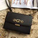 576388 Gucci女袋 Zumi系列 粒面皮革 互扣式G马衔扣 小号 Gucci肩背包 黑色