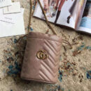 575163 Gucci GG Marmont系列迷你水桶包 Gucci圆筒包 灰粉色