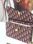 M5620 Dior Oblique女包 提花帆布 迪奥链条包 Dior手拿包 酒红色