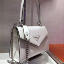 1BA186 Prada Monochrome女包 Saffiano皮革 翻盖 普拉达链条手袋 白色