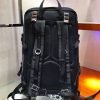 2VZ022 Prada双肩背包 织物面料配Saffiano皮革滚边背包 黑色