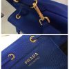 1BE018 Prada女包 小牛皮鹿皮纹 普拉达手提包 抽绳水桶包 Prada肩包 蓝色