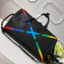 M30345 LV KEEPALL BANDOULIERE 50 旅行袋 LV Taiga 皮革行李包 黑色