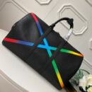 M30345 LV KEEPALL BANDOULIERE 50 旅行袋 LV Taiga 皮革行李包 黑色