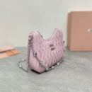 miumiu缪缪*5BH211单肩包粉色水晶链条肩带免检版