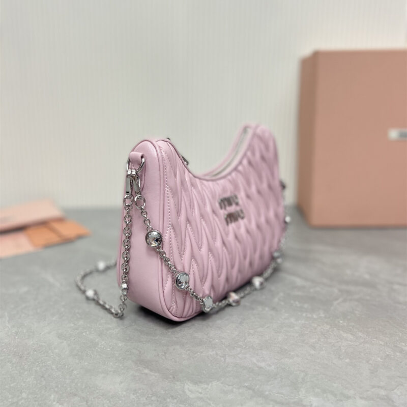 miumiu缪缪*5BH211单肩包粉色水晶链条肩带免检版 - Image 3