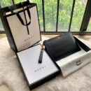 475317 Gucci GG Marmont系列皮革手拿包 GG金属配件手包 黑色